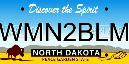 WMN2BLM North Dakota License Plate