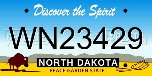 WN23429 North Dakota License Plate
