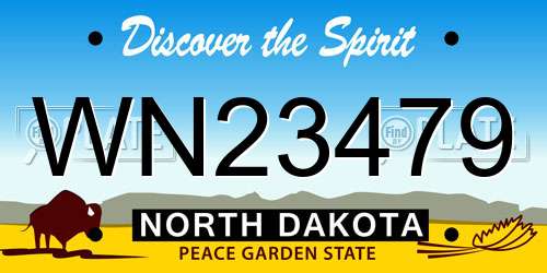 WN23479 North Dakota License Plate