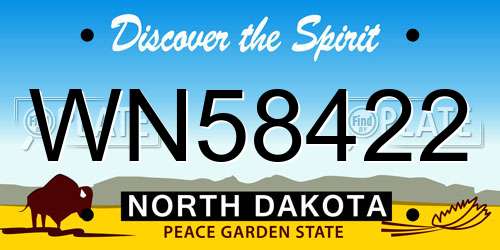 WN58422 North Dakota License Plate