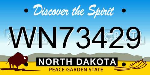 WN73429 North Dakota License Plate