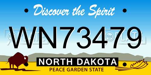 WN73479 North Dakota License Plate