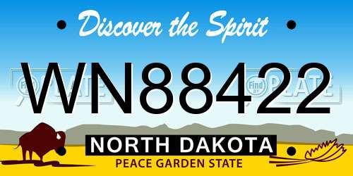 WN88422 North Dakota License Plate