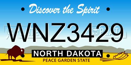 WNZ3429 North Dakota License Plate