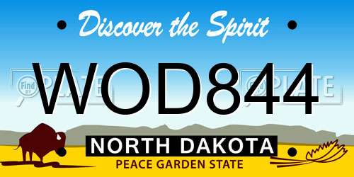 WOD844 North Dakota License Plate