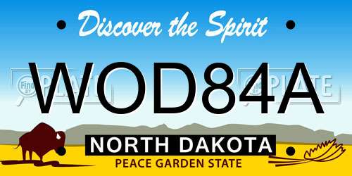 WOD84A North Dakota License Plate