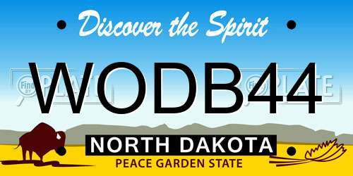 WODB44 North Dakota License Plate