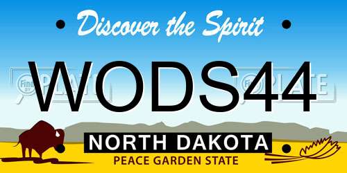 WODS44 North Dakota License Plate