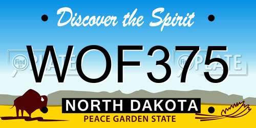 WOF375 North Dakota License Plate