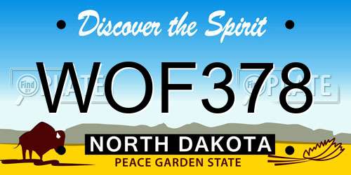 WOF378 North Dakota License Plate