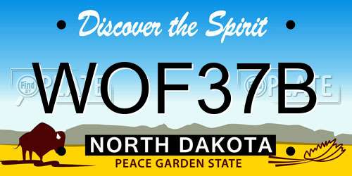 WOF37B North Dakota License Plate