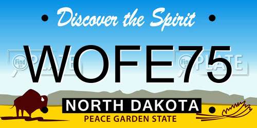WOFE75 North Dakota License Plate