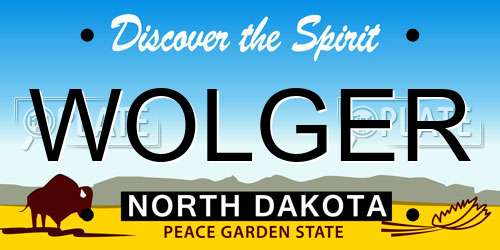 WOLGER North Dakota License Plate