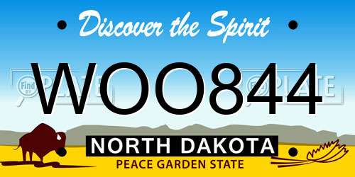 WOO844 North Dakota License Plate