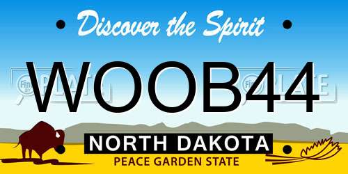 WOOB44 North Dakota License Plate