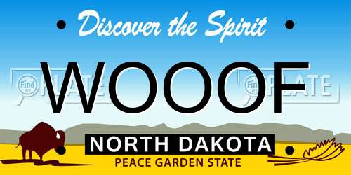 WOOOF North Dakota License Plate