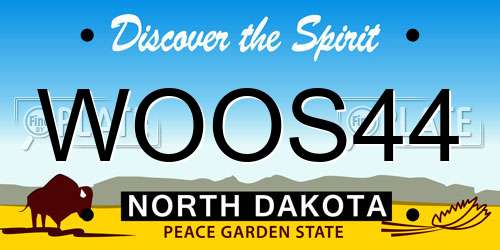 WOOS44 North Dakota License Plate