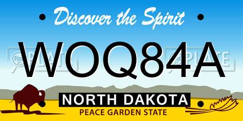 WOQ84A North Dakota License Plate