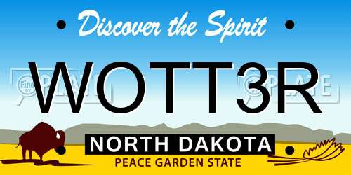 WOTT3R North Dakota License Plate