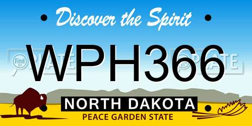 WPH366 North Dakota License Plate