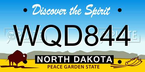 WQD844 North Dakota License Plate