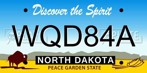 WQD84A North Dakota License Plate