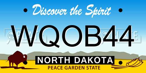 WQOB44 North Dakota License Plate