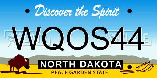WQOS44 North Dakota License Plate
