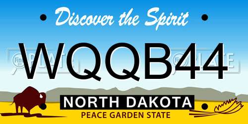 WQQB44 North Dakota License Plate