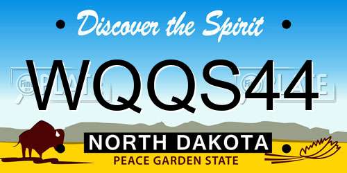 WQQS44 North Dakota License Plate