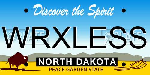 WRXLESS North Dakota License Plate