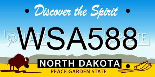 WSA588 North Dakota License Plate