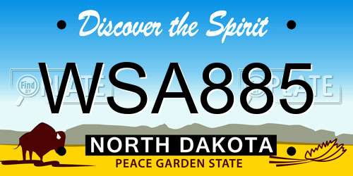 WSA885 North Dakota License Plate