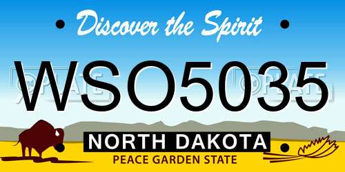 WSO5035 North Dakota License Plate