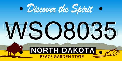 WSO8035 North Dakota License Plate