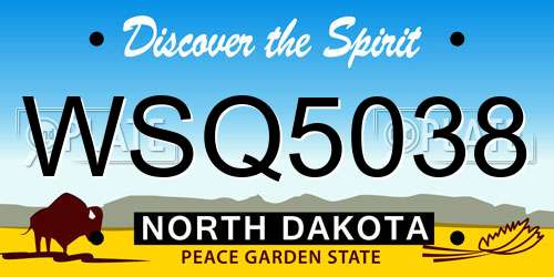 WSQ5038 North Dakota License Plate
