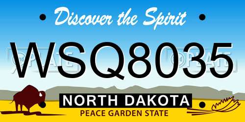 WSQ8035 North Dakota License Plate