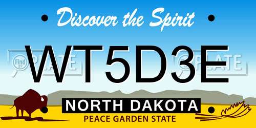 WT5D3E North Dakota License Plate
