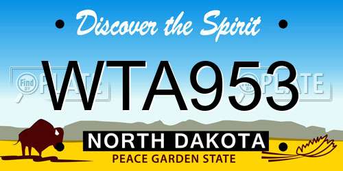 WTA953 North Dakota License Plate
