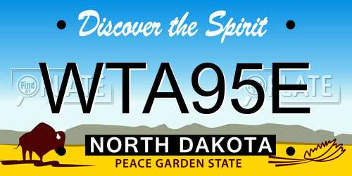 WTA95E North Dakota License Plate