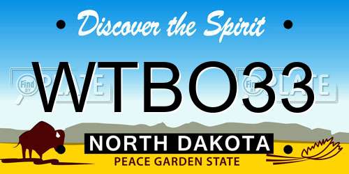 WTBO33 North Dakota License Plate