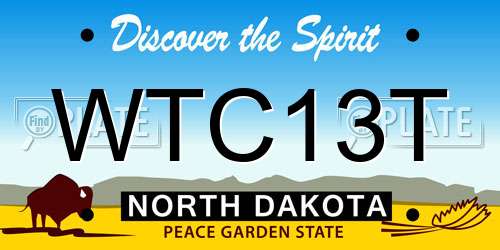 WTC13T North Dakota License Plate