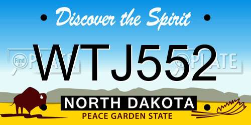WTJ552 North Dakota License Plate