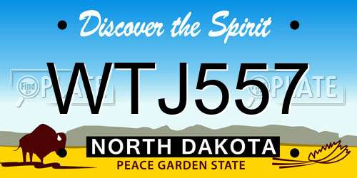 WTJ557 North Dakota License Plate
