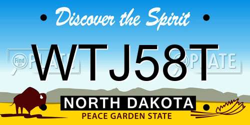 WTJ58T North Dakota License Plate