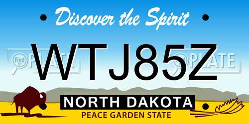 WTJ85Z North Dakota License Plate
