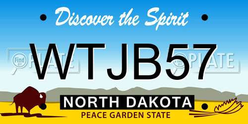 WTJB57 North Dakota License Plate