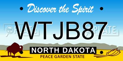 WTJB87 North Dakota License Plate