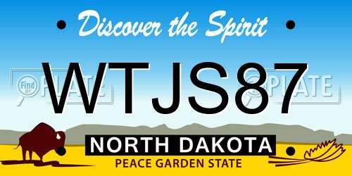 WTJS87 North Dakota License Plate