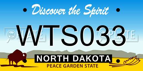 WTS033 North Dakota License Plate